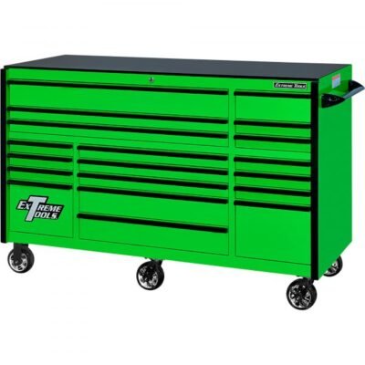 Extreme Tools RX722519RCGNBK-X RX Series 72″ 19-Drawer Roller Cabinet, 25″D, Green/Black