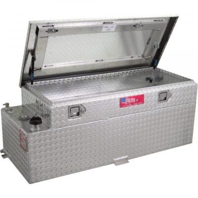 RDS 72644 Aluminum Auxiliary Fuel Tank/Toolbox Combo 60 Gal Rectangular Diamond Plate