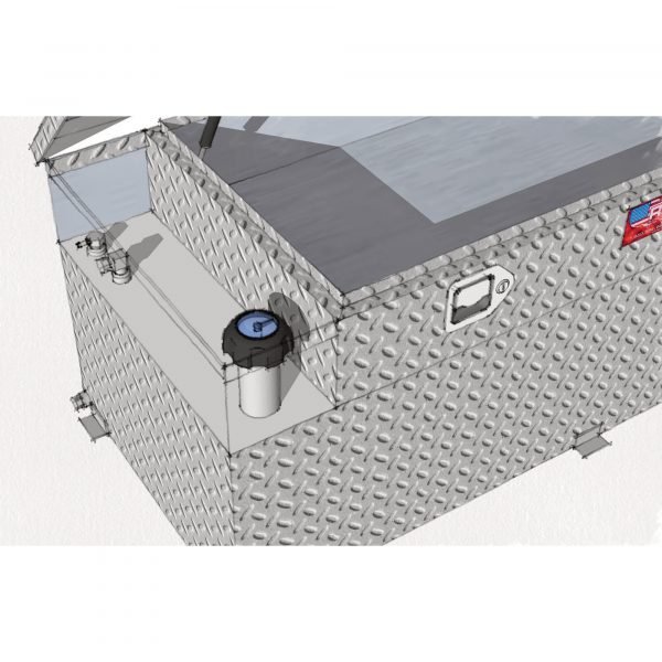RDS 72772 Aluminum Auxiliary Fuel Tank/Toolbox Combo 90 Gal Rectangular Diamond Plate - Image 2