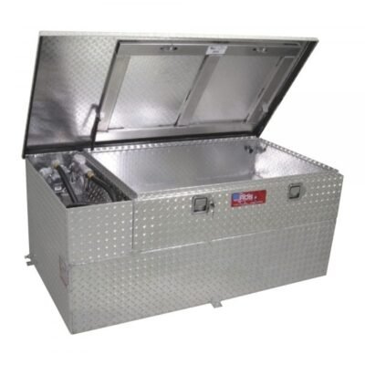 RDS 73956 Aluminum Transfer Fuel Tank/Toolbox Combo w/ GPI 15 GPM Pump 70 Gal Diamond Plate