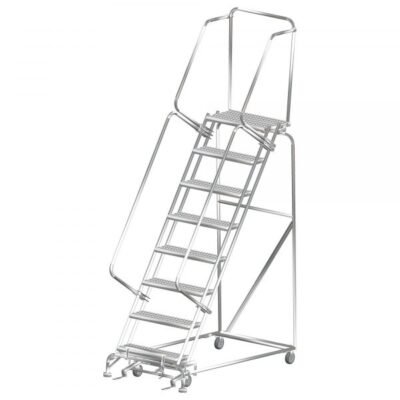 Ballymore SS082428P Stainless Steel Rolling Ladder 8 Steps 113-inch Height Perforated Treads