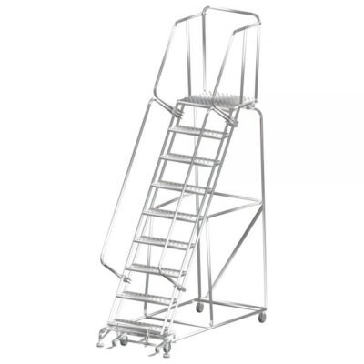 Ballymore SS093221G Stainless Steel Rolling Ladder 9 Steps 123-inch Height Grip Strut Treads