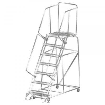 Ballymore SS073228G Stainless Steel Rolling Ladder 7 Steps 103-inch Height Grip Strut Treads
