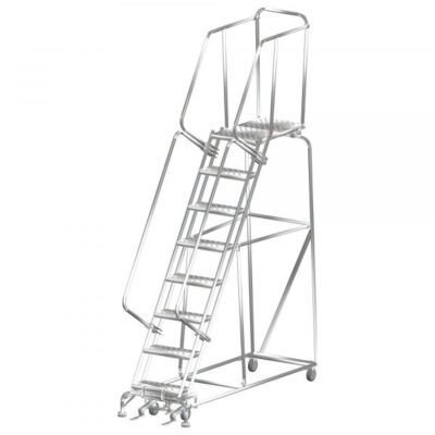 Ballymore SS082428G Stainless Steel Rolling Ladder 8 Steps 113-inch Height Grip Strut Treads