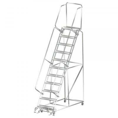 Ballymore SS113214G Stainless Steel Rolling Ladder 11 Steps 143-inch Height Grip Strut Treads