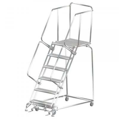 Ballymore SS063221P Stainless Steel Rolling Ladder 6 Steps 93-inch Height Perforated Treads