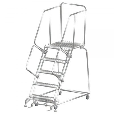 Ballymore SS053228G Stainless Steel Rolling Ladder 5 Steps 83-inch Height Grip Strut Treads