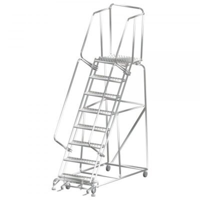 Ballymore SS083221G Stainless Steel Rolling Ladder 8 Steps 113-inch Height Grip Strut Treads