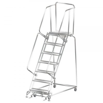 Ballymore SS073221G Stainless Steel Rolling Ladder 7 Steps 103-inch Height Grip Strut Treads