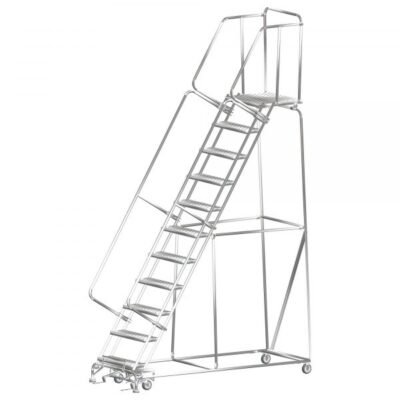 Ballymore SS113214P Stainless Steel Rolling Ladder 11 Steps 143-inch Height Perforated Treads