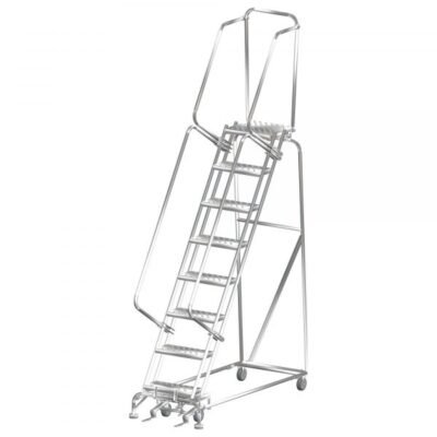 Ballymore SSFAWL-7P Stainless Steel Rolling Ladder 7 Steps 103-inch Height Perforated Treads