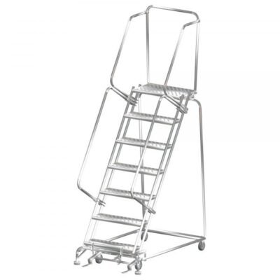Ballymore SS073214G Stainless Steel Rolling Ladder 7 Steps 103-inch Height Grip Strut Treads
