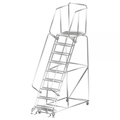 Ballymore SS093228G Stainless Steel Rolling Ladder 9 Steps 123-inch Height Grip Strut Treads
