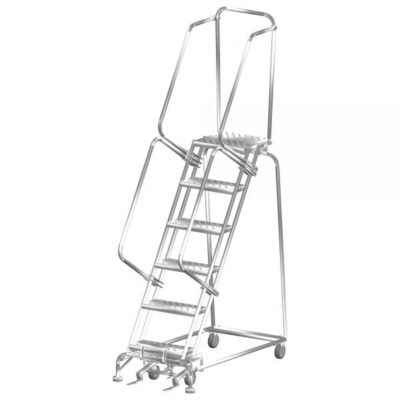 Ballymore SS062414G Stainless Steel Rolling Ladder 6 Steps 93-inch Height Grip Strut Treads