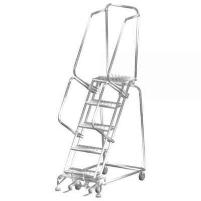 Ballymore SS052414G Stainless Steel Rolling Ladder 5 Steps 83-inch Height Grip Strut Treads