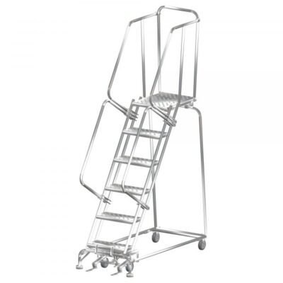 Ballymore SS062421G Stainless Steel Rolling Ladder 6 Steps 93-inch Height Grip Strut Treads