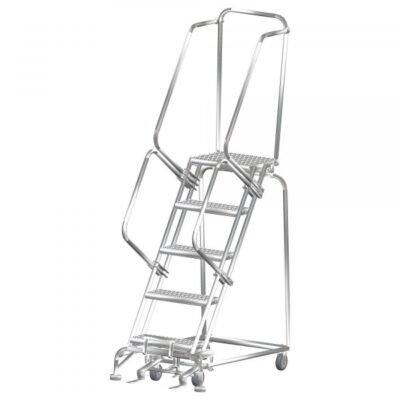 Ballymore SSTR430P Stainless Steel Rolling Ladder 4 Steps 73-inch Height Perforated Treads