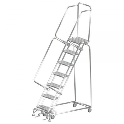 Ballymore SS630P Stainless Steel Rolling Ladder 6 Steps 93-inch Height Perforated Treads