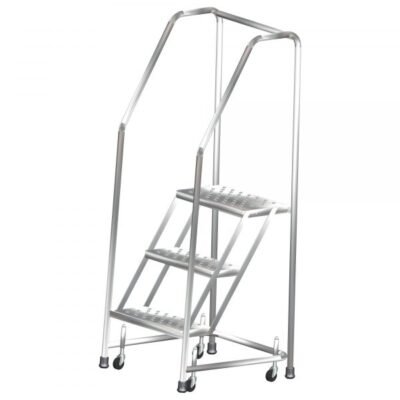 Ballymore SS320G Stainless Steel Rolling Ladder 3 Steps 58.5-inch Height Grip Strut Treads