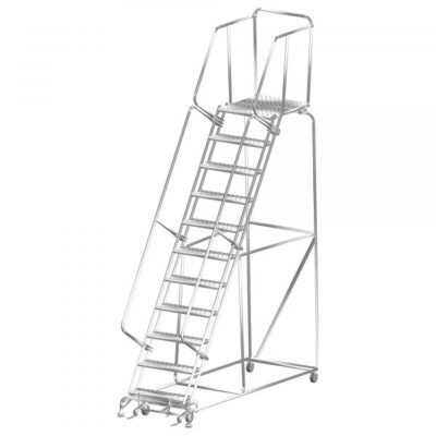 Ballymore SS113221P Stainless Steel Rolling Ladder 11 Steps 143-inch Height Perforated Treads