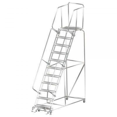 Ballymore SS113228G Stainless Steel Rolling Ladder 11 Steps 143-inch Height Grip Strut Treads