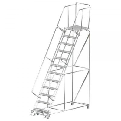 Ballymore SS123221P Stainless Steel Rolling Ladder 12 Steps 153-inch Height Perforated Treads