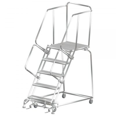 Ballymore SS053221P Stainless Steel Rolling Ladder 5 Steps 83-inch Height Perforated Treads