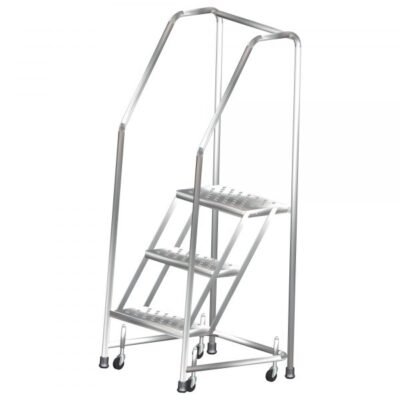 Ballymore SS220G Stainless Steel Rolling Ladder 2 Steps 49-inch Height Grip Strut Treads