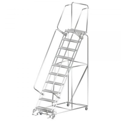 Ballymore SSFAWL-9P Stainless Steel Rolling Ladder 9 Steps 123-inch Height Perforated Treads