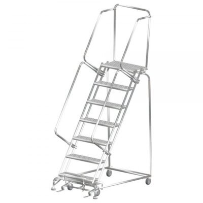 Ballymore SS072428P Stainless Steel Rolling Ladder 7 Steps 103-inch Height Perforated Treads