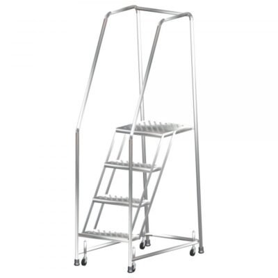 Ballymore SS724G Stainless Steel Rolling Ladder 7 Steps 103-inch Height Grip Strut Treads