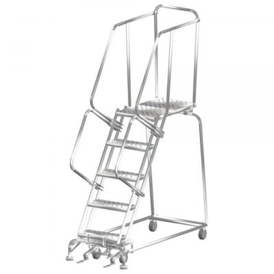 Ballymore SS052428G Stainless Steel Rolling Ladder 5 Steps 83-inch Height Grip Strut Treads