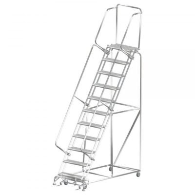 Ballymore SSFAWL-10P Stainless Steel Rolling Ladder 10 Steps 133-inch Height Perforated Treads