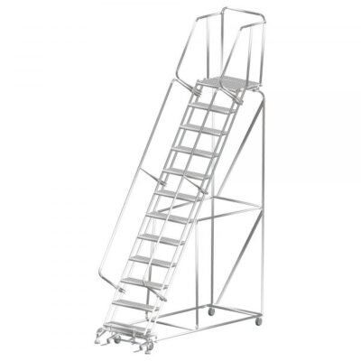 Ballymore SS123214P Stainless Steel Rolling Ladder 12 Steps 153-inch Height Perforated Treads