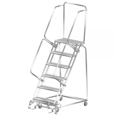 Ballymore SS062428P Stainless Steel Rolling Ladder 6 Steps 93-inch Height Perforated Treads