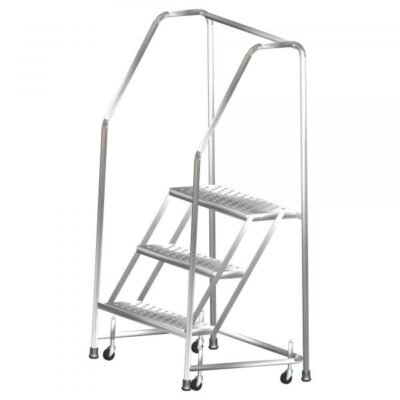 Ballymore SSTR230P Stainless Steel Rolling Ladder 2 Steps 49-inch Height Perforated Treads