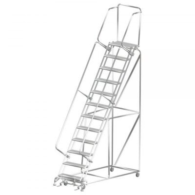 Ballymore SSFAWL-11P Stainless Steel Rolling Ladder 11 Steps 143-inch Height Perforated Treads