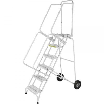 Ballymore SSFAWL-5G Stainless Steel Rolling Ladder 5 Steps 83-inch Height Grip Strut Treads