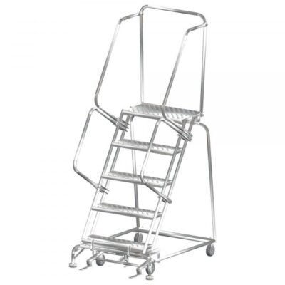 Ballymore SS053214G Stainless Steel Rolling Ladder 5 Steps 83-inch Height Grip Strut Treads