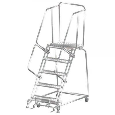 Ballymore SS053221G Stainless Steel Rolling Ladder 5 Steps 83-inch Height Grip Strut Treads