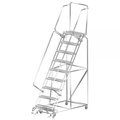 Ballymore SSFAWL-8P Stainless Steel Rolling Ladder 8 Steps 113-inch Height Perforated Treads