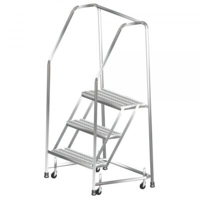 Ballymore SS220P Stainless Steel Rolling Ladder 2 Steps 49-inch Height Perforated Treads
