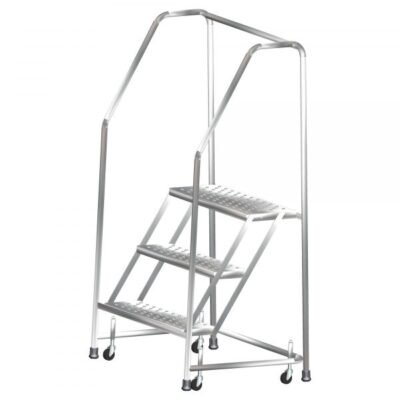 Ballymore SS230G Stainless Steel Rolling Ladder 2 Steps 49-inch Height Grip Strut Treads