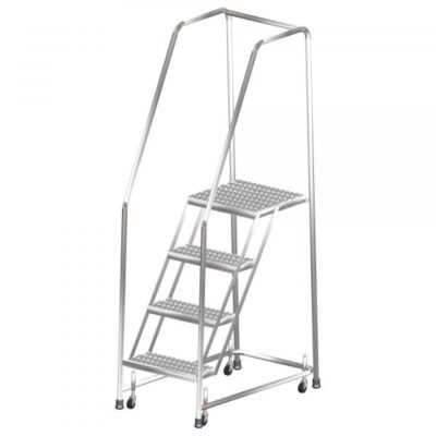 Ballymore SS073228P Stainless Steel Rolling Ladder 7 Steps 103-inch Height Perforated Treads