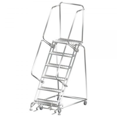 Ballymore SS063214G Stainless Steel Rolling Ladder 6 Steps 93-inch Height Grip Strut Treads