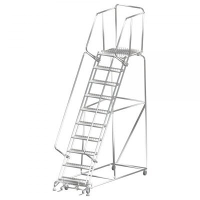Ballymore SS103228G Stainless Steel Rolling Ladder 10 Steps 133-inch Height Grip Strut Treads
