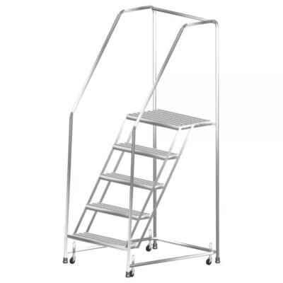 Ballymore SS730G Stainless Steel Rolling Ladder 7 Steps 103-inch Height Grip Strut Treads