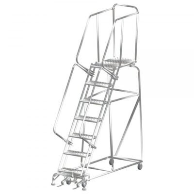 Ballymore SS072428G Stainless Steel Rolling Ladder 7 Steps 103-inch Height Grip Strut Treads
