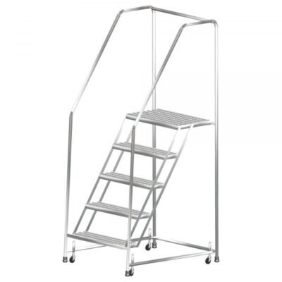 Ballymore SS530G Stainless Steel Rolling Ladder 5 Steps 83-inch Height Grip Strut Treads