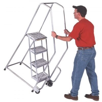 Ballymore 7-Step Aluminum Rolling Ladder Perforated Tread (96.5in H)